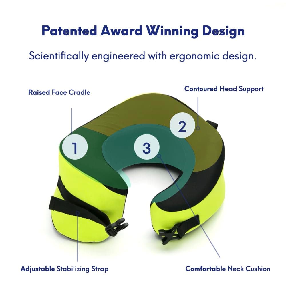 Cushion Lab Travel Pillow, Award-Winning Patented Ergonomic Design for Chin & Neck Support Memory Foam Neck Pillow, Compact Airplane Pillow for Traveling, Flight, Car (Spark, Large) thumbnail 4