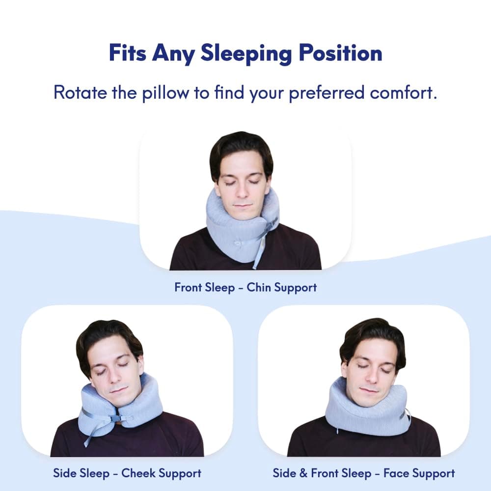 Cushion Lab Travel Pillow, Award-Winning Patented Ergonomic Design for Chin & Neck Support Memory Foam Neck Pillow, Compact Airplane Pillow for Traveling, Flight, Car (Spark, Large) thumbnail 5