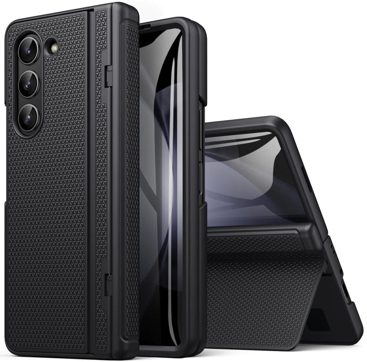 BXYJY for Samsung Galaxy Z Fold 5 Case Slim with Kickstand, Full Hinge Protection, Tempered Screen Protector, Shockproof Cover, Daily Drop Protective Phone Case for Samsung Galaxy Z Fold5 2023, Green