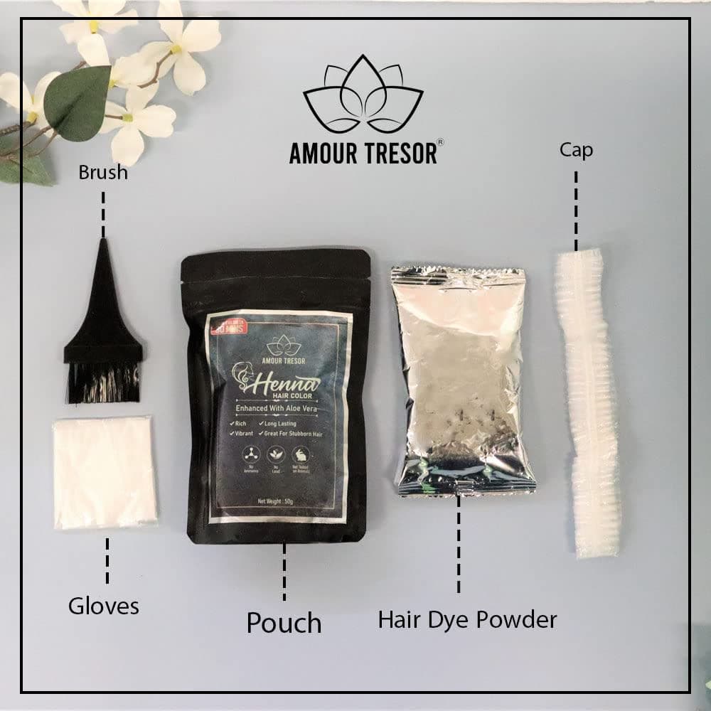 Amour Tresor 30 Minute Henna Hair Color Infused with Goodness of Herbs. Ammonia Free Hair Dye (Pack Of 1, Dark Brown) thumbnail 2