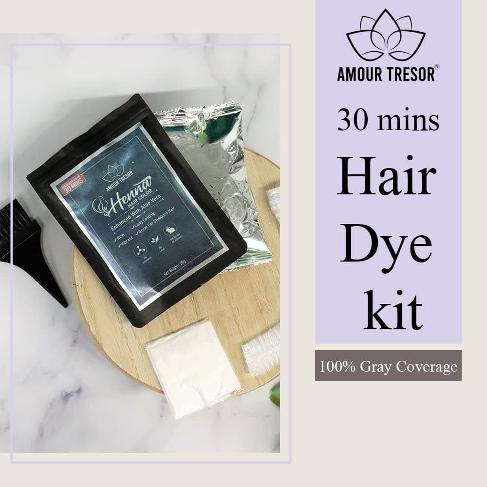 Amour Tresor 30 Minute Henna Hair Color Infused with Goodness of Herbs. Ammonia Free Hair Dye (Pack Of 1, Dark Brown) thumbnail 3