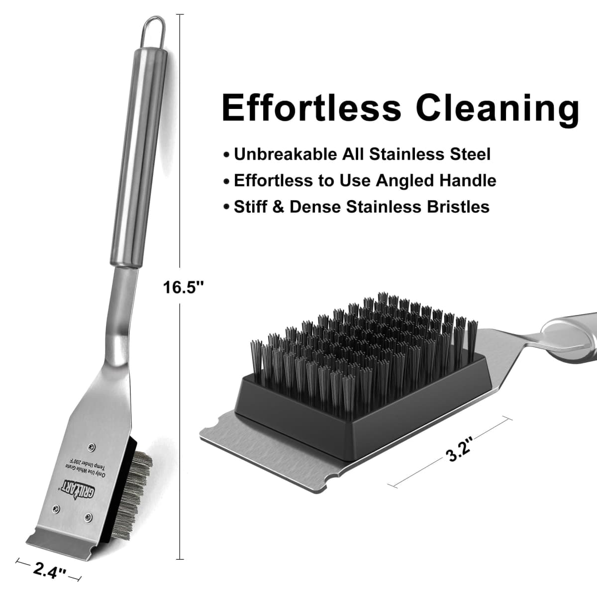GRILLART Grill Brush and Scraper, Wire BBQ Grill Brush for Outdoor Grill, 16.5” Grill Cleaning Brush BBQ Grill Accessories, Safe Grill Cleaner Brush-Ideal Gift for Men/Dad BBQ Brush for Grill Cleaning thumbnail 2