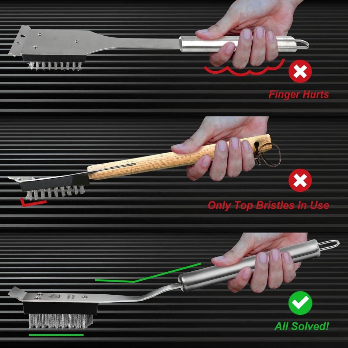 GRILLART Grill Brush and Scraper, Wire BBQ Grill Brush for Outdoor Grill, 16.5” Grill Cleaning Brush BBQ Grill Accessories, Safe Grill Cleaner Brush-Ideal Gift for Men/Dad BBQ Brush for Grill Cleaning thumbnail 4