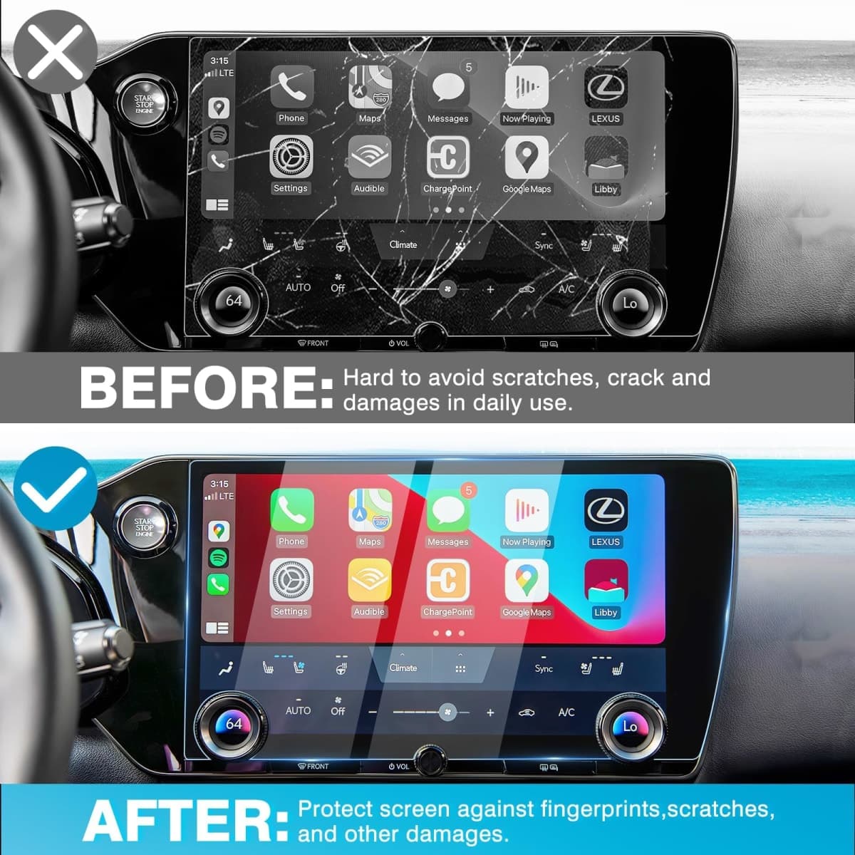 Karltys [Upgrade 2 Pack Screen Protector firs for 2025-2022 NX 14 Inch Screen Protector [No Glare & Fingerprint] for Models NX250 NX350 NX350H NX450h+ Touchscreen Tempered Glass Accessories Navigation Screen Cover thumbnail 3