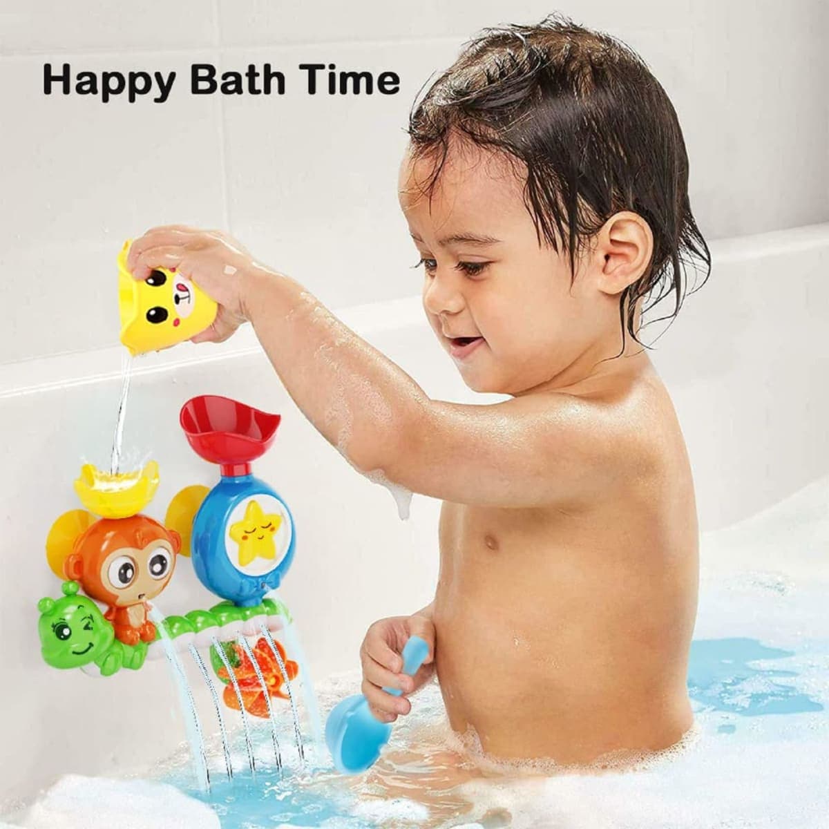 G-WACK Bath Toys for Toddlers Age 1 2 3 Year Old Girl Boy, Preschool New Born Baby Bathtub Water Toys, Durable Interactive Multicolored Infant Toy, Lovely Monkey Caterpillar,2 Strong Suction Cups thumbnail 4
