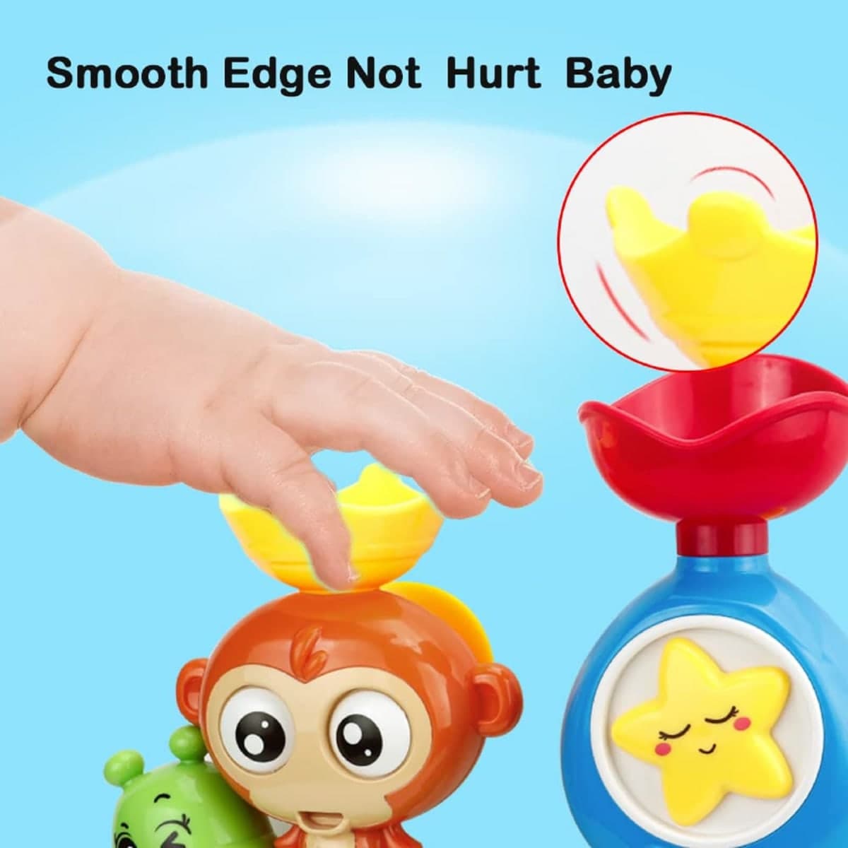 G-WACK Bath Toys for Toddlers Age 1 2 3 Year Old Girl Boy, Preschool New Born Baby Bathtub Water Toys, Durable Interactive Multicolored Infant Toy, Lovely Monkey Caterpillar,2 Strong Suction Cups thumbnail 5