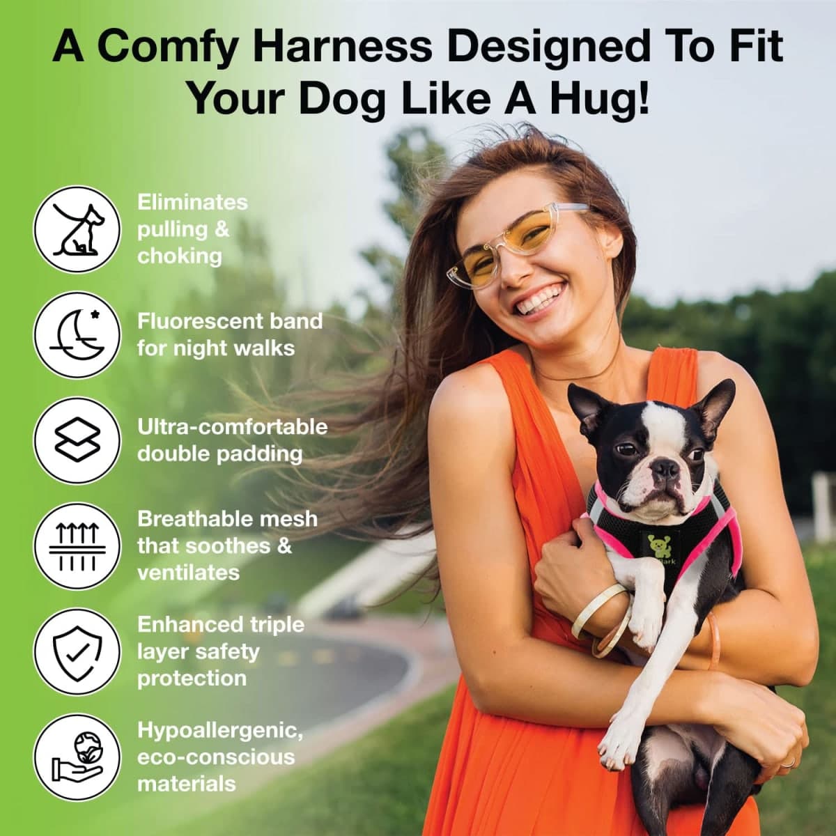 EcoBark Step in Dog Harness - Eco-Friendly Teacup Dog Harnesses for XXS, XS, and Small Dogs - Reflective and Adjustable Mini Body Halter Vest -Tiny Soft Mesh Toy Breed Harness (Beige Plaid, XXS) thumbnail 3
