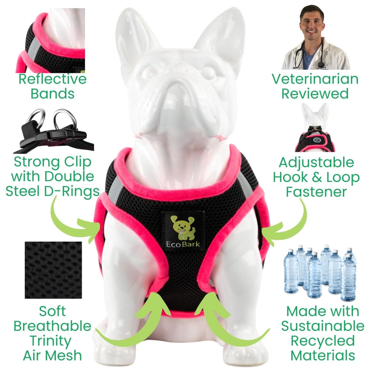 EcoBark Step in Dog Harness - Eco-Friendly Teacup Dog Harnesses for XXS, XS, and Small Dogs - Reflective and Adjustable Mini Body Halter Vest -Tiny Soft Mesh Toy Breed Harness (Beige Plaid, XXS) thumbnail 4