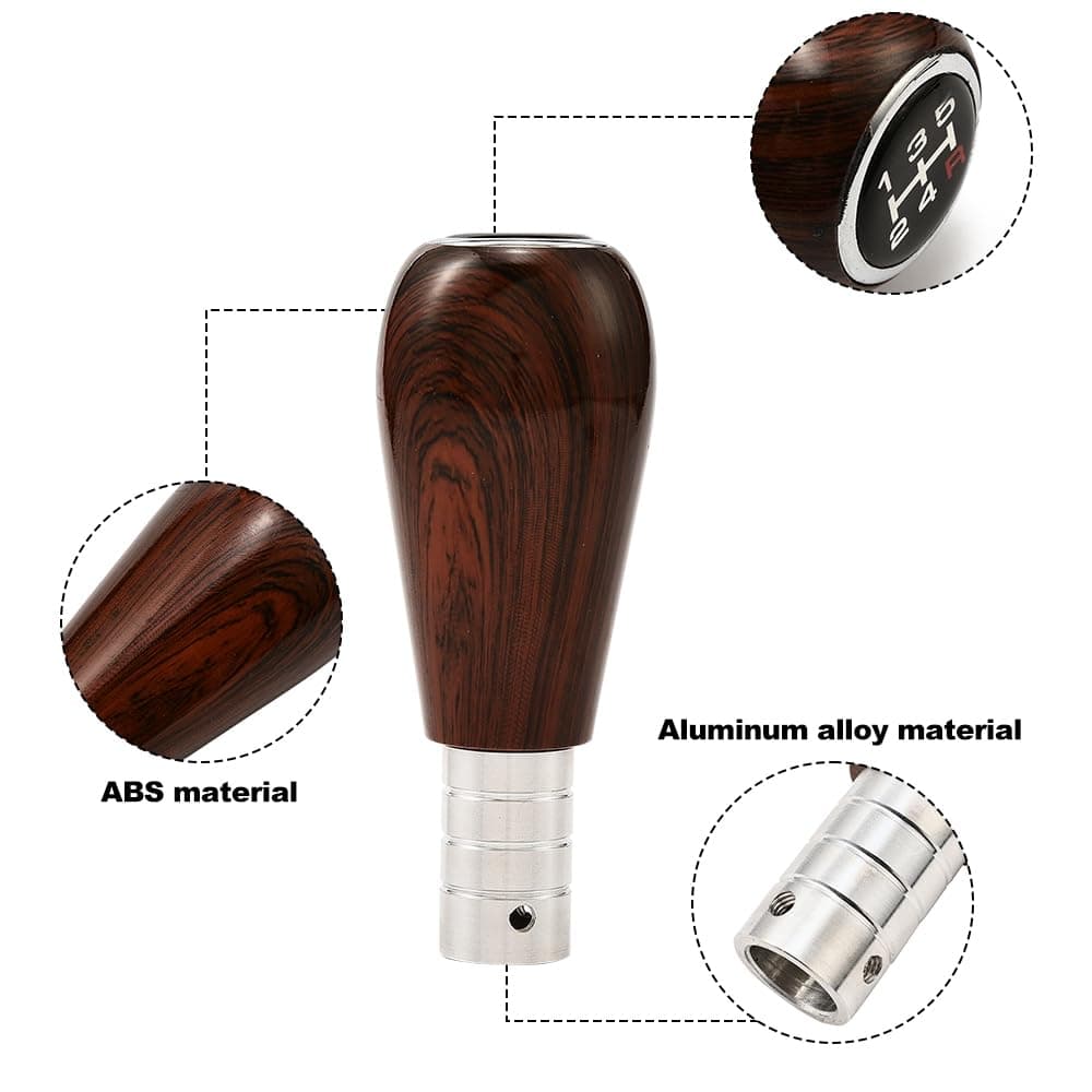 XIMINZ Wood Grain Gear Shifter Knob, Universal Car Gear Shift Manual Knobs Aluminum Alloy Stick Shift Handle with 3 Threaded Adapters M8 M10 M12, Style A thumbnail 3