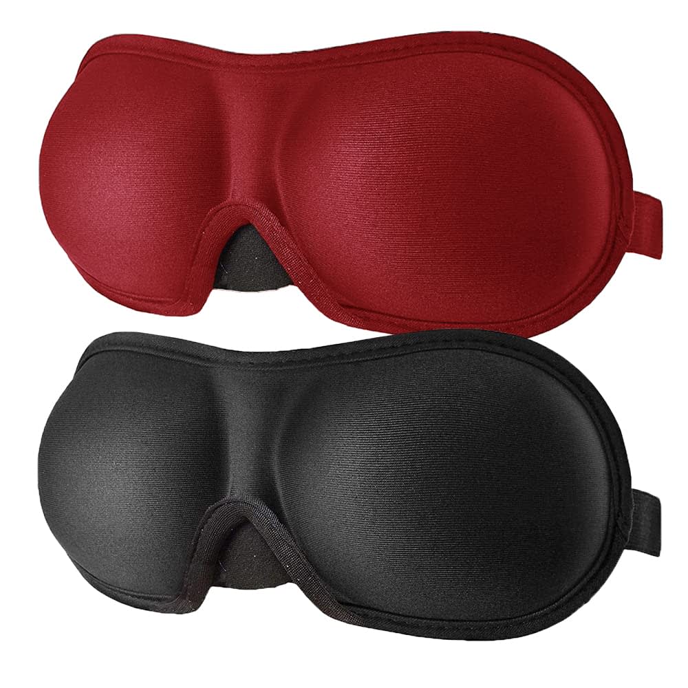 3D Eye mask for Sleeping,Machine Washable, Sleep Mask for Women, Blinder Blindfold Airplane with Travel Pouch (Black +Purple) — image 1
