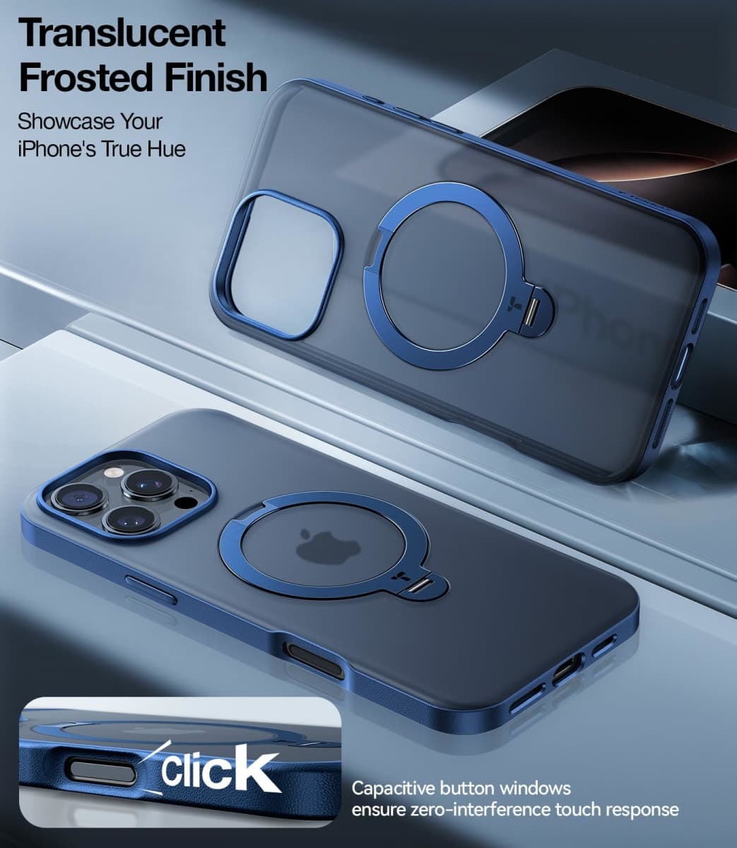 TORRAS 360° Spin Magnetic Stand for iPhone 16 Pro Max Case, Fit for MagSafe, 12FT Mili-STD Protective Case for 16 Pro Max Phone Case with Kickstand Rotatable, Ostand Spin, Navy Blue 6.9 inch thumbnail 4