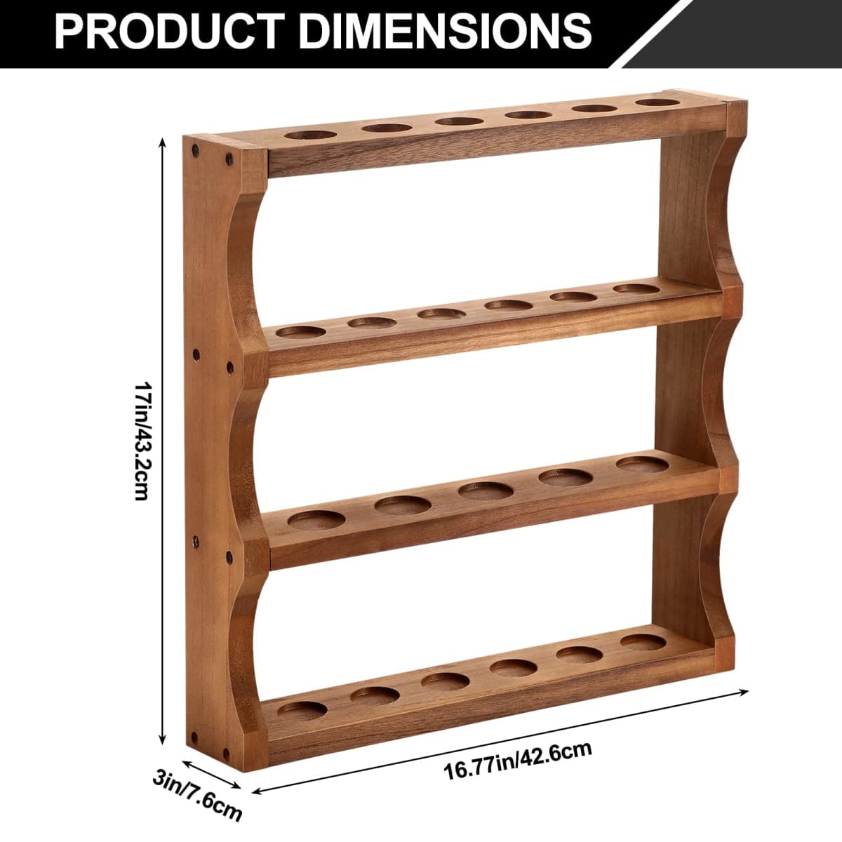DoubleFill Wood Shot Glass Display Case Shot Glasses Holder Wall Floating Shelves Bar Collection Stand Collection Display Rack (Brown) thumbnail 5