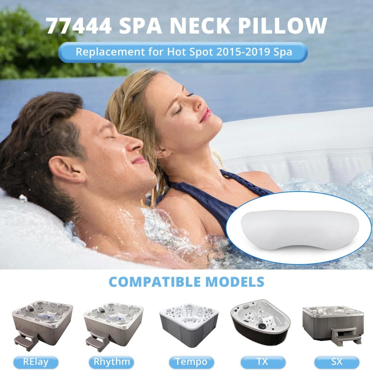 77444 Hot Tub Spa Head Rest Replacement Pillows Compatible with Hot Spring/Watkins/Hot Tub (2015-2019) Spa Neck Pillow Fits Hot Spot Relay Rhythm SX Tempo TX Head Rest for Hot Tub（4 Pack） thumbnail 4