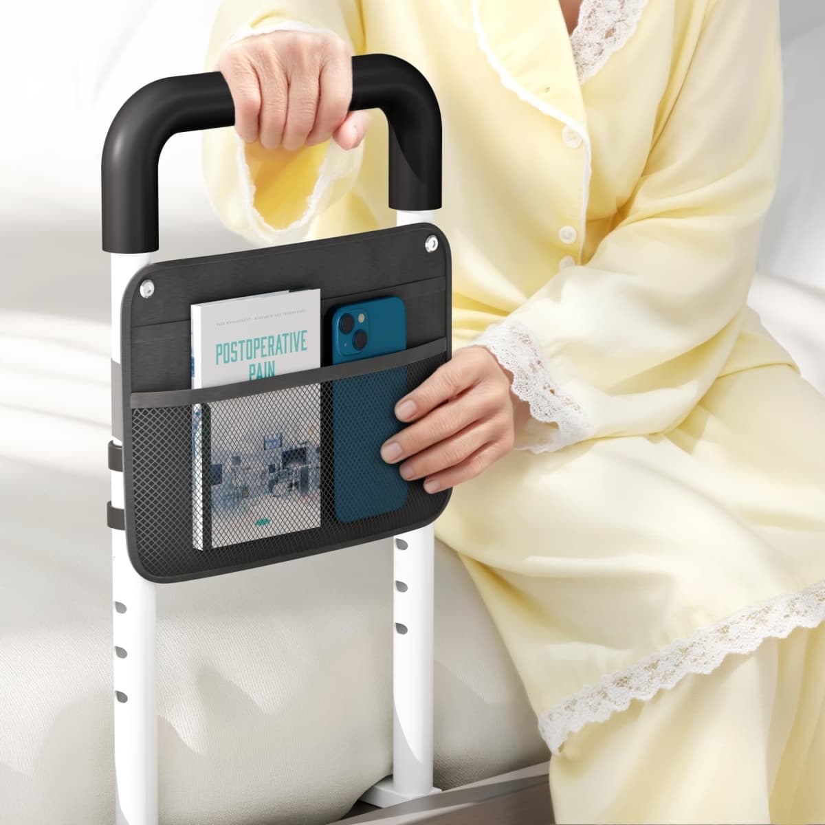 Bed Rails for Elderly Adults Safety - Adjustable Flat-Tube Design Bedrail for seniors with Storage Pocket and Non-Slip Handle for Getting in&out of Bed, hold up to 300LBs - Fits Twin Full Queen King thumbnail 2