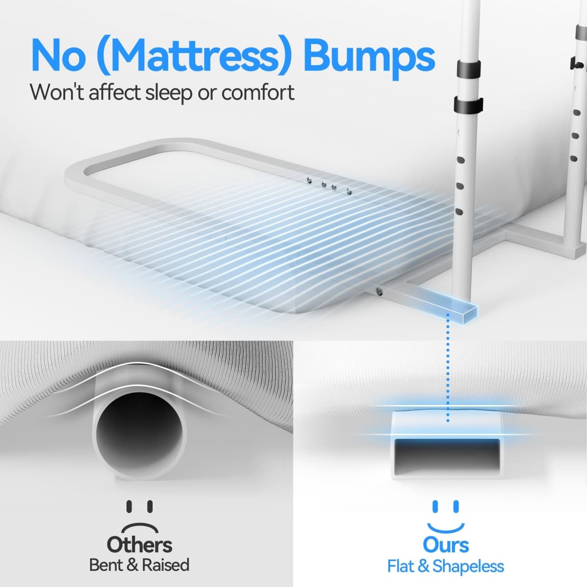 Bed Rails for Elderly Adults Safety - Adjustable Flat-Tube Design Bedrail for seniors with Storage Pocket and Non-Slip Handle for Getting in&out of Bed, hold up to 300LBs - Fits Twin Full Queen King thumbnail 4
