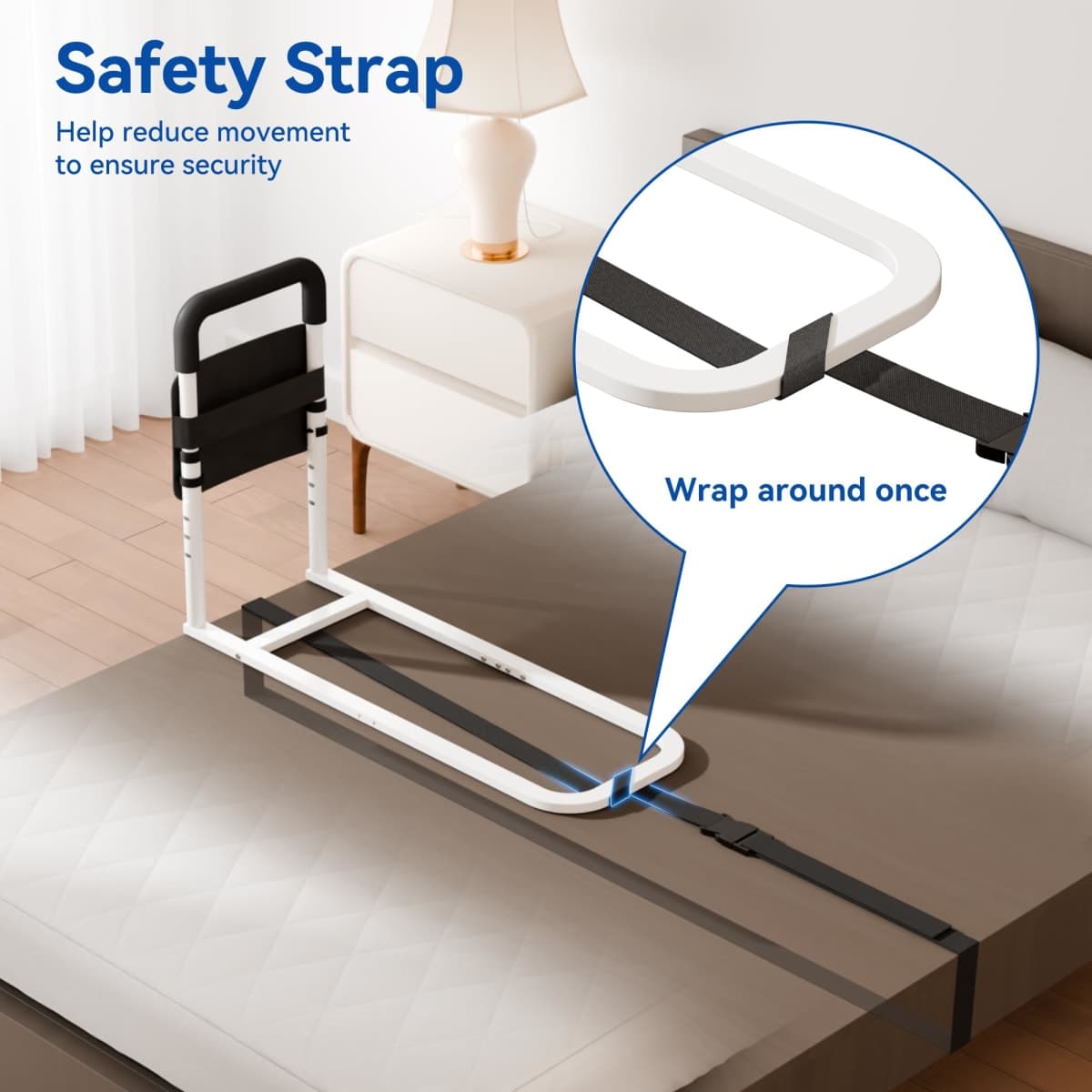 Bed Rails for Elderly Adults Safety - Adjustable Flat-Tube Design Bedrail for seniors with Storage Pocket and Non-Slip Handle for Getting in&out of Bed, hold up to 300LBs - Fits Twin Full Queen King thumbnail 5