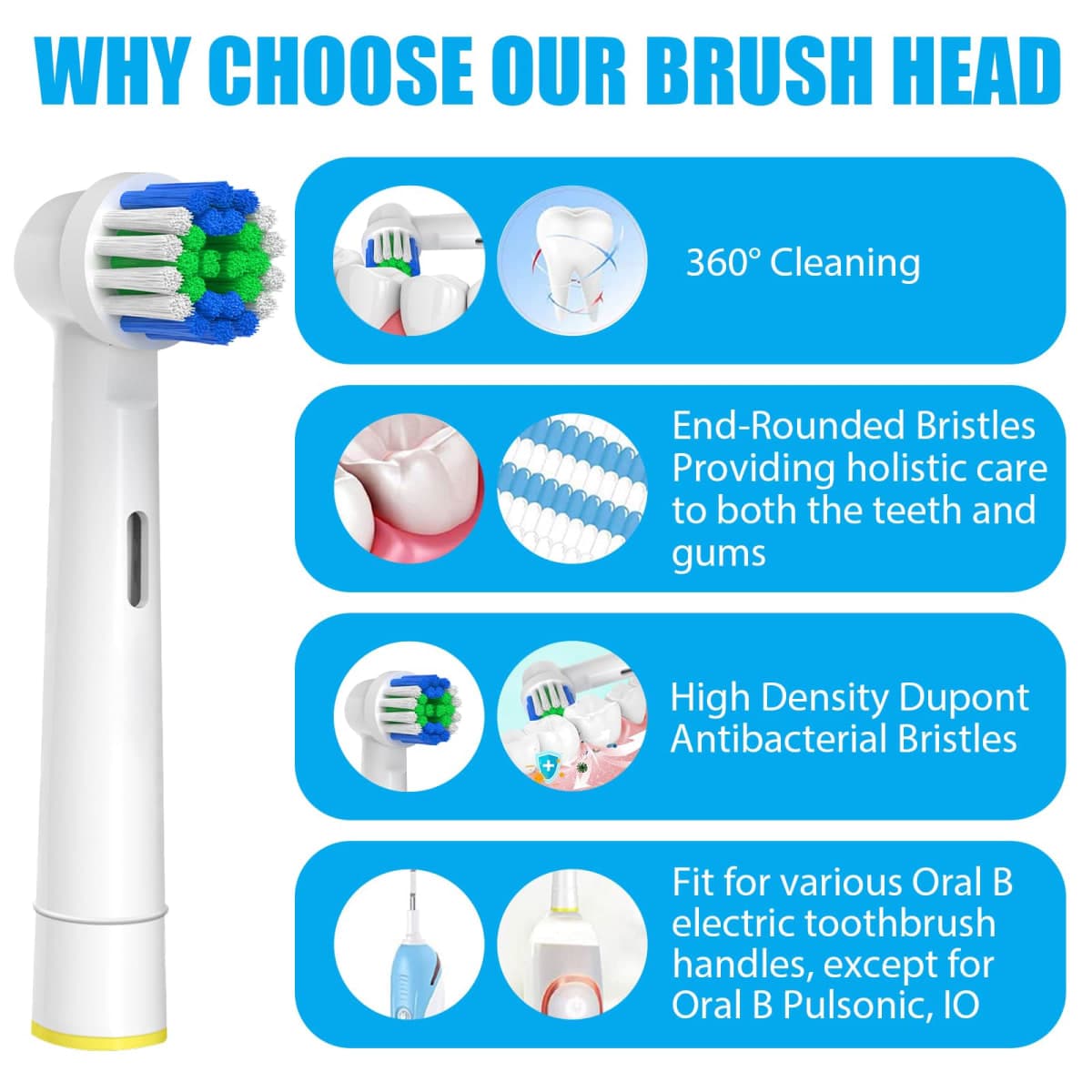 Replacement Toothbrush Heads Compatible with Oral B Braun, 12 Pcs Professional Electric Toothbrush Heads Brush Heads Compatible with Oral B Replacement Heads Refill 7000/Pro 1000/9600/500/3000/8000 thumbnail 3