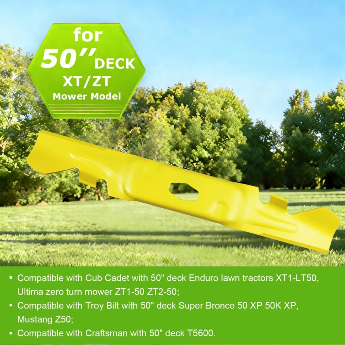 Wuples ZT1 50 742P05094-X Mulching Blades Compatible with Cub Cadet Enduro XT1-LT50 Ultima ZT1-50,High-Lift Blades Fit S-Shaped Hole 50inch Cutting Decks,Original Color Matching-Yellow-3 Pack thumbnail 3