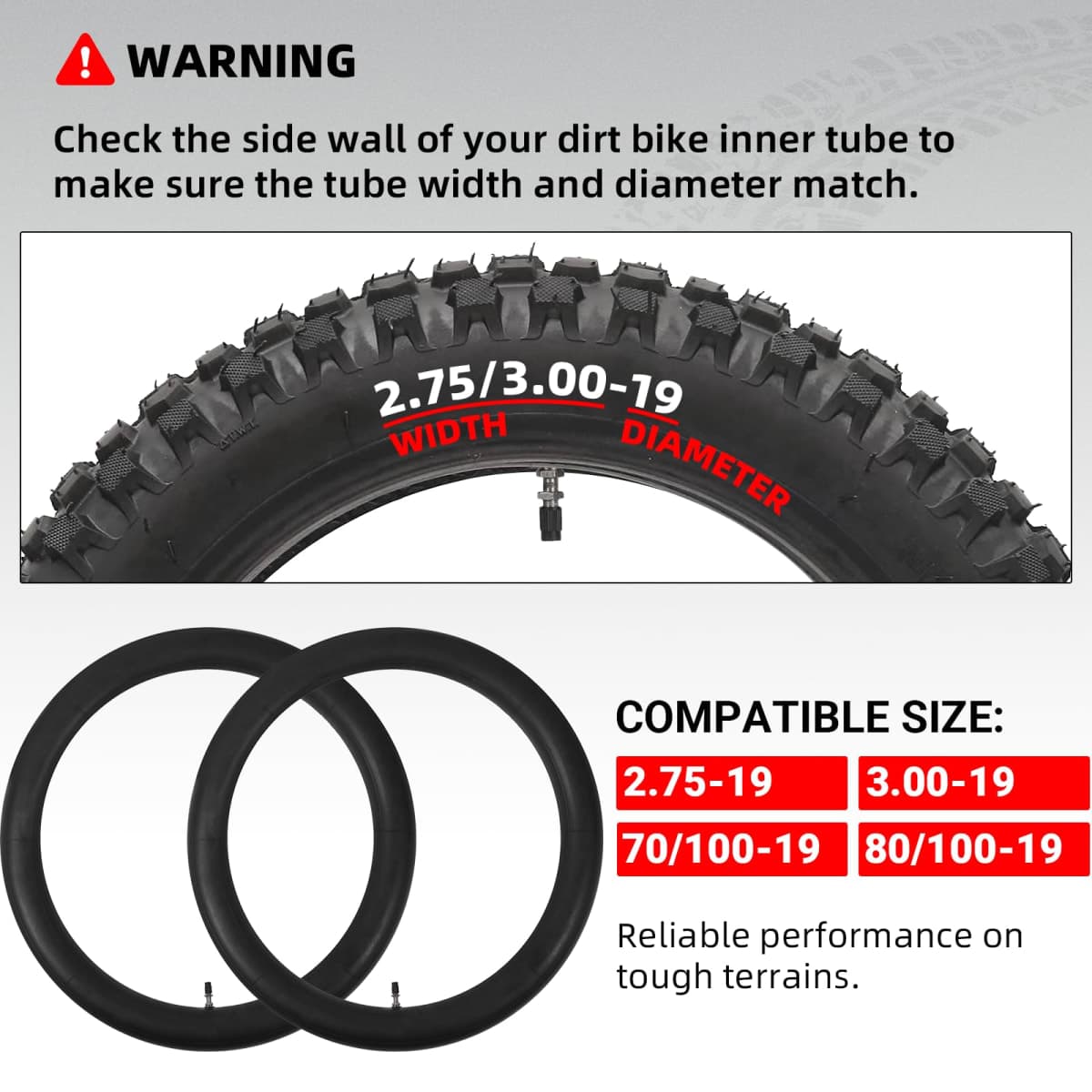 AR-PRO (2-Pack) 2.75/3.00-19" Heavy Duty Dirt Bike Inner Tubes with TR4 Valve Stem for 70/100-19, 80/100-19 19" Dirt Pit Tires, Compatible with Surron, Talaria, Segway, UltraBee and More thumbnail 2