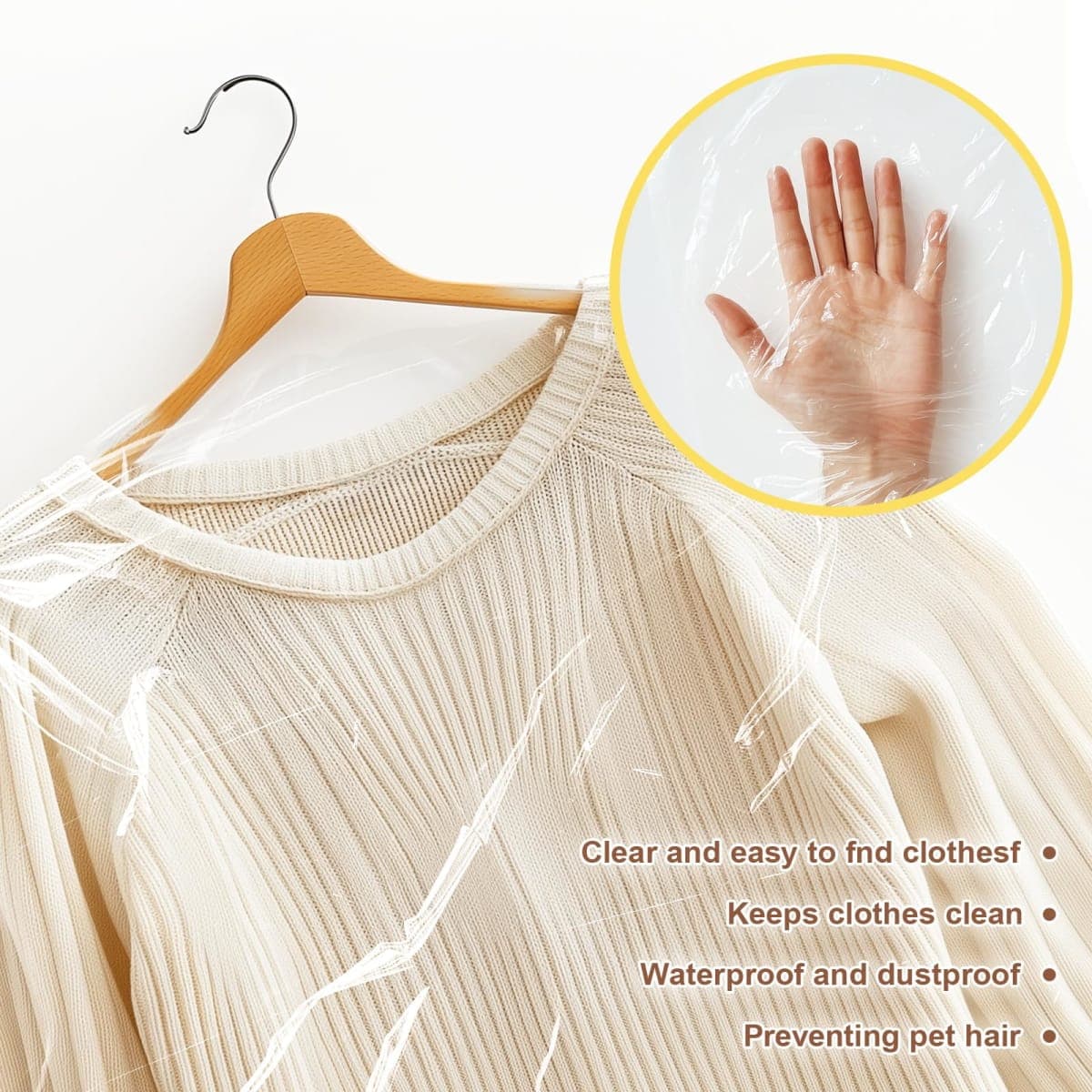 Gretchin 40 Pack Garment Bags - Set of 40, 60x90cm Plastic Dry Cleaning Bags for Hanging Clothes Storage thumbnail 3