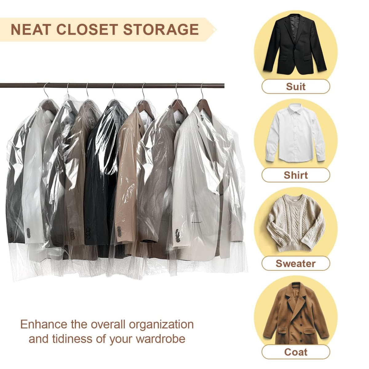 Gretchin 40 Pack Garment Bags - Set of 40, 60x90cm Plastic Dry Cleaning Bags for Hanging Clothes Storage thumbnail 4