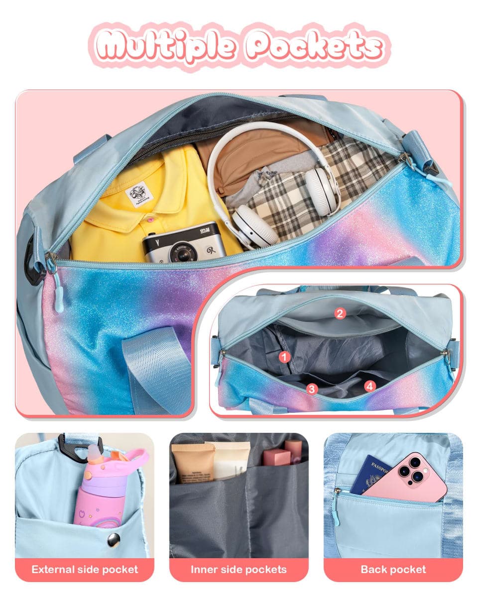 Vogewood Gift for Daughter Girls-Girl Gym Bag with Shoe Compartment, Kid Personalized Weekender Overnight Bags, Initial Travel Tote with Makeup Pouch, Birthday Gifts for Dranddaughter Niece Sister thumbnail 2