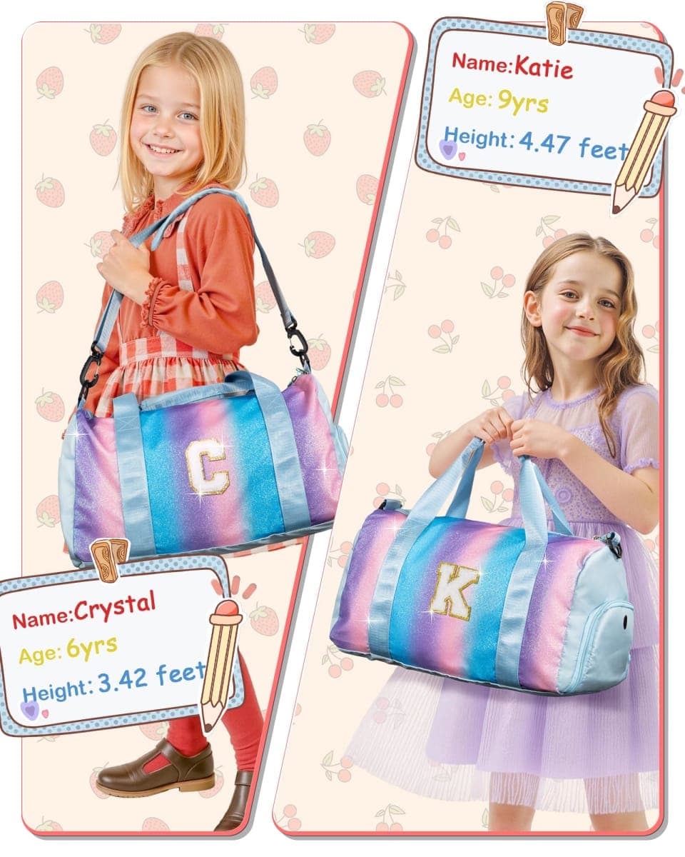 Vogewood Gift for Daughter Girls-Girl Gym Bag with Shoe Compartment, Kid Personalized Weekender Overnight Bags, Initial Travel Tote with Makeup Pouch, Birthday Gifts for Dranddaughter Niece Sister thumbnail 3