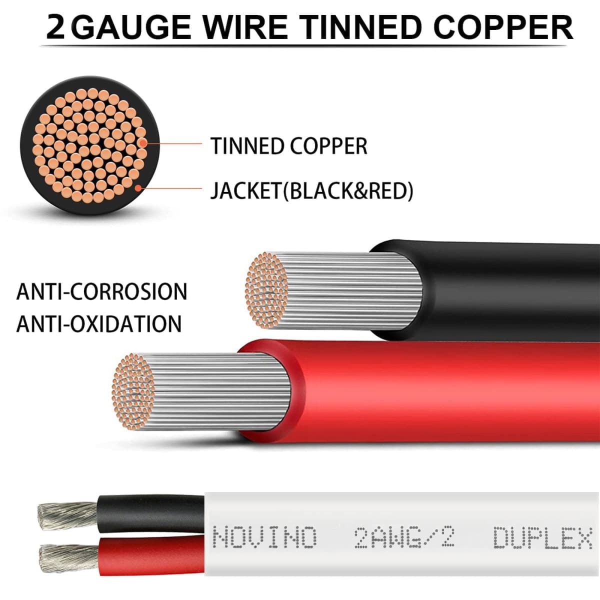 4 Gauge Marine Wire Duplex Marine Grade Wire,4 AWG 6ft Tinned Copper Boat Electrical Cable for Boat/Automotive/RV/Camper Outdoor Use thumbnail 2