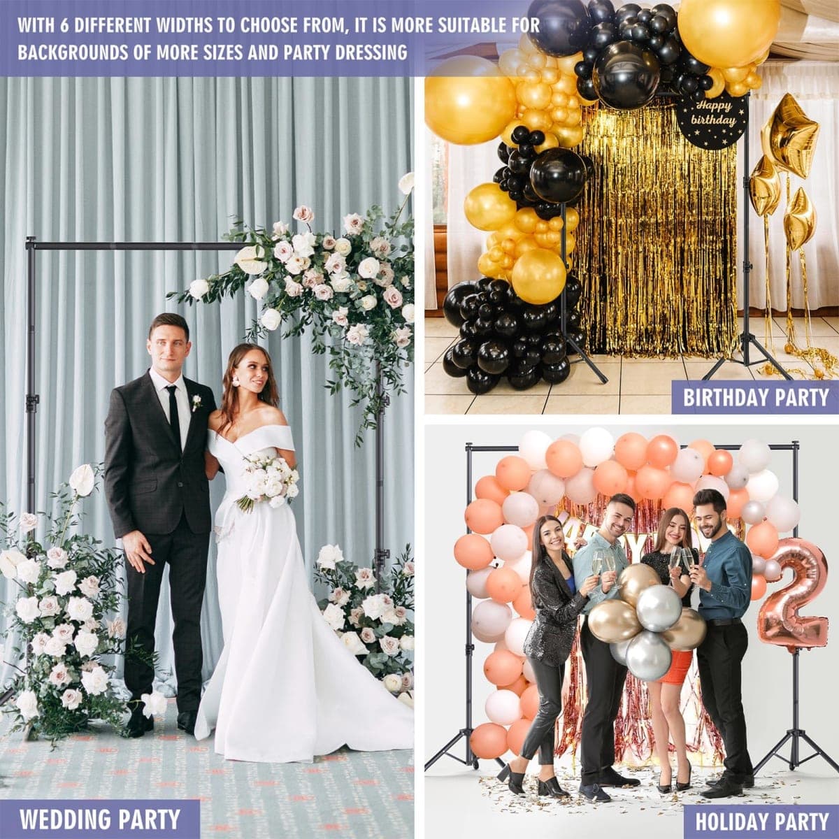 Backdrop Stand Kit - 6 Widths, 10x7.5ft Adjustable Background Stand for Parties & Studio Photography thumbnail 5
