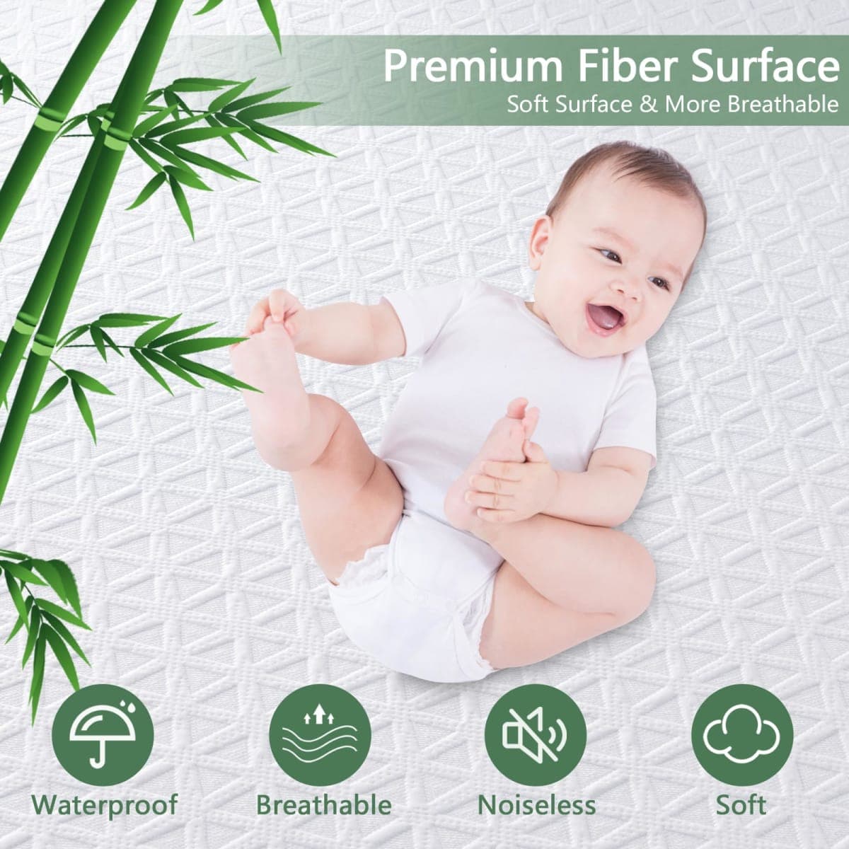 Premium 100% Waterproof Mattress Protector King Size, Breathable Bed Cover 3D Air Fabric Cooling Mattress Pad Cover Smooth Soft Noiseless Washable, 8''-21'' Deep Pocket (White) thumbnail 2