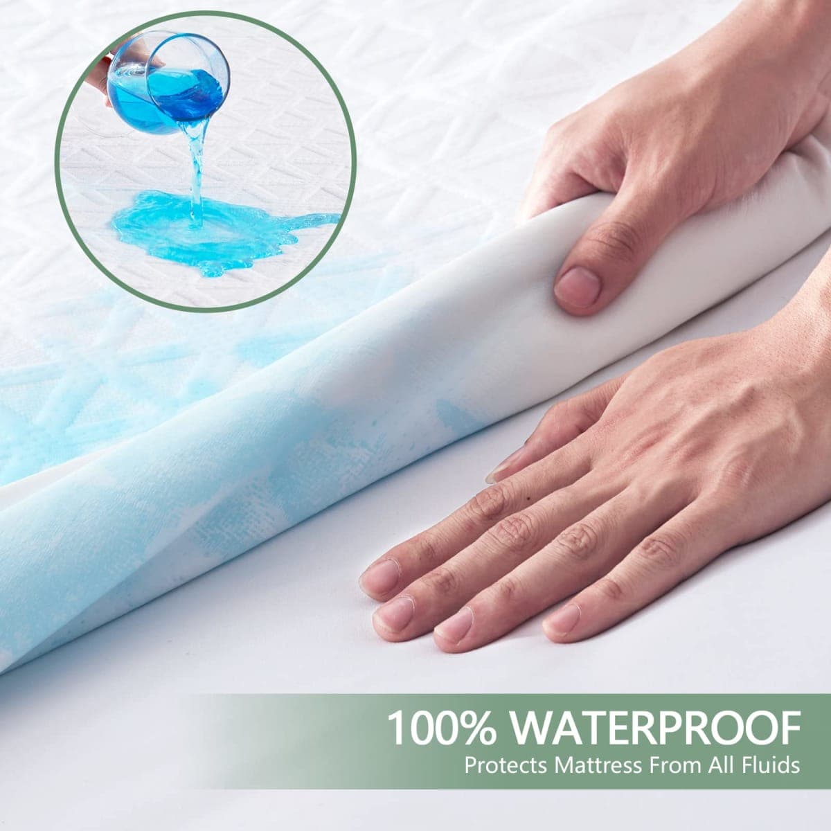 Premium 100% Waterproof Mattress Protector King Size, Breathable Bed Cover 3D Air Fabric Cooling Mattress Pad Cover Smooth Soft Noiseless Washable, 8''-21'' Deep Pocket (White) thumbnail 3