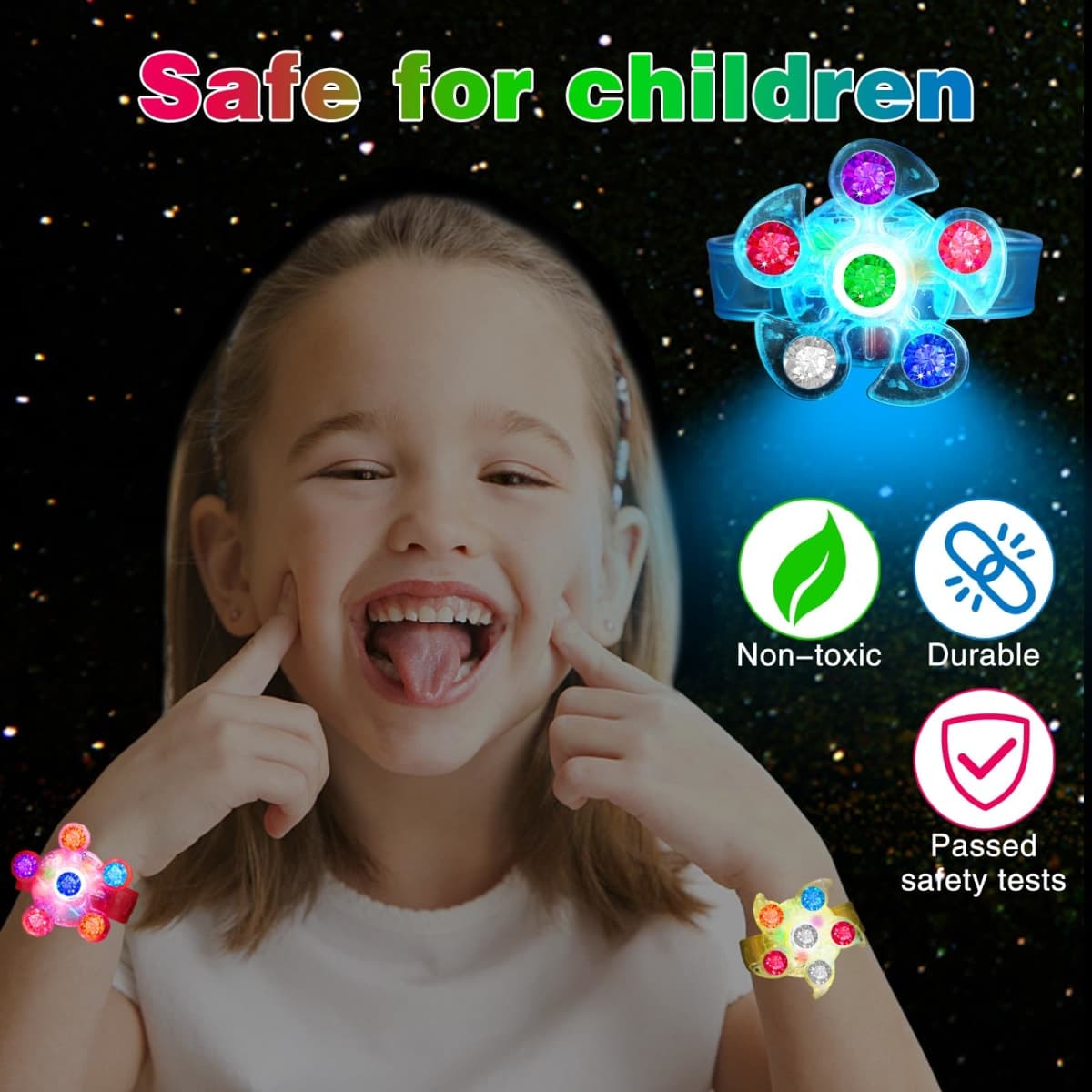 BSTDECOR Glow in The Dark Party Favors for Kids-14 Pack LED Light Up Fidget Spinner Bracelets, Birthday Gifts Treasure Box Toys Classroom Prizes Goodie Bags Stuffers Easter Basket Stuffers thumbnail 2