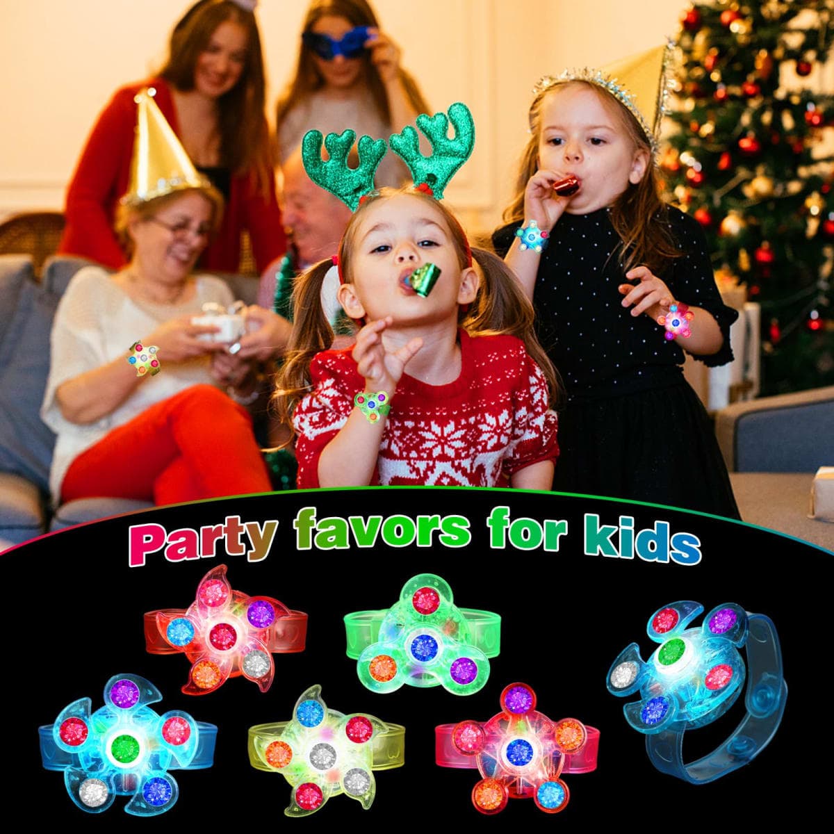 BSTDECOR Glow in The Dark Party Favors for Kids-14 Pack LED Light Up Fidget Spinner Bracelets, Birthday Gifts Treasure Box Toys Classroom Prizes Goodie Bags Stuffers Easter Basket Stuffers thumbnail 3