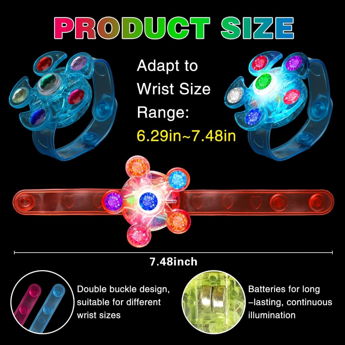BSTDECOR Glow in The Dark Party Favors for Kids-14 Pack LED Light Up Fidget Spinner Bracelets, Birthday Gifts Treasure Box Toys Classroom Prizes Goodie Bags Stuffers Easter Basket Stuffers thumbnail 4