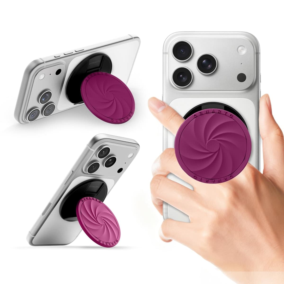 ORNARTO Vortuxe for MagSafe Phone Grip with Kickstand, Soft Liquid Silicone Finger Loop Grip, Phone Ring Holder for Back Premium Build & Comfy Touch,Fuchsia — image 1