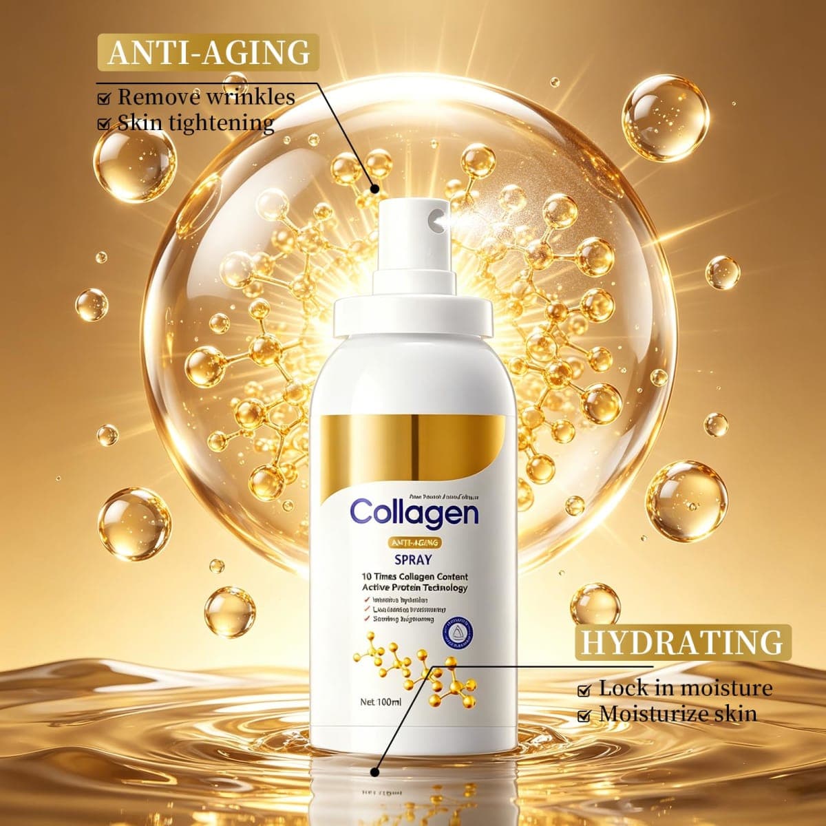 2PCS Firming Collagen Spray, Firming Care Set for Body and Face, Anti Aging Hydrating Moisturizer Mist Fast-Absorbing Skin for Body, Arms, Legs thumbnail 3