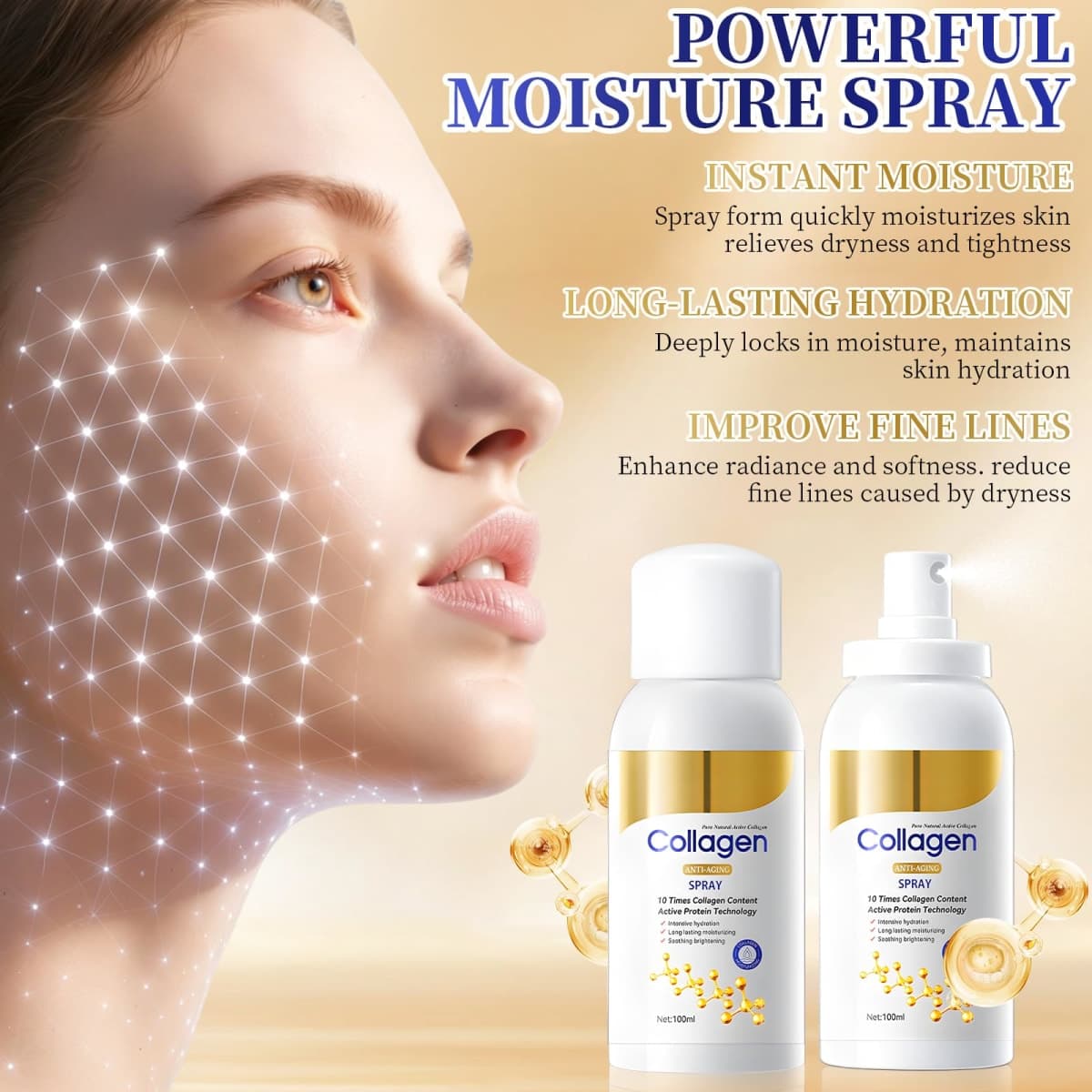 2PCS Firming Collagen Spray, Firming Care Set for Body and Face, Anti Aging Hydrating Moisturizer Mist Fast-Absorbing Skin for Body, Arms, Legs thumbnail 4