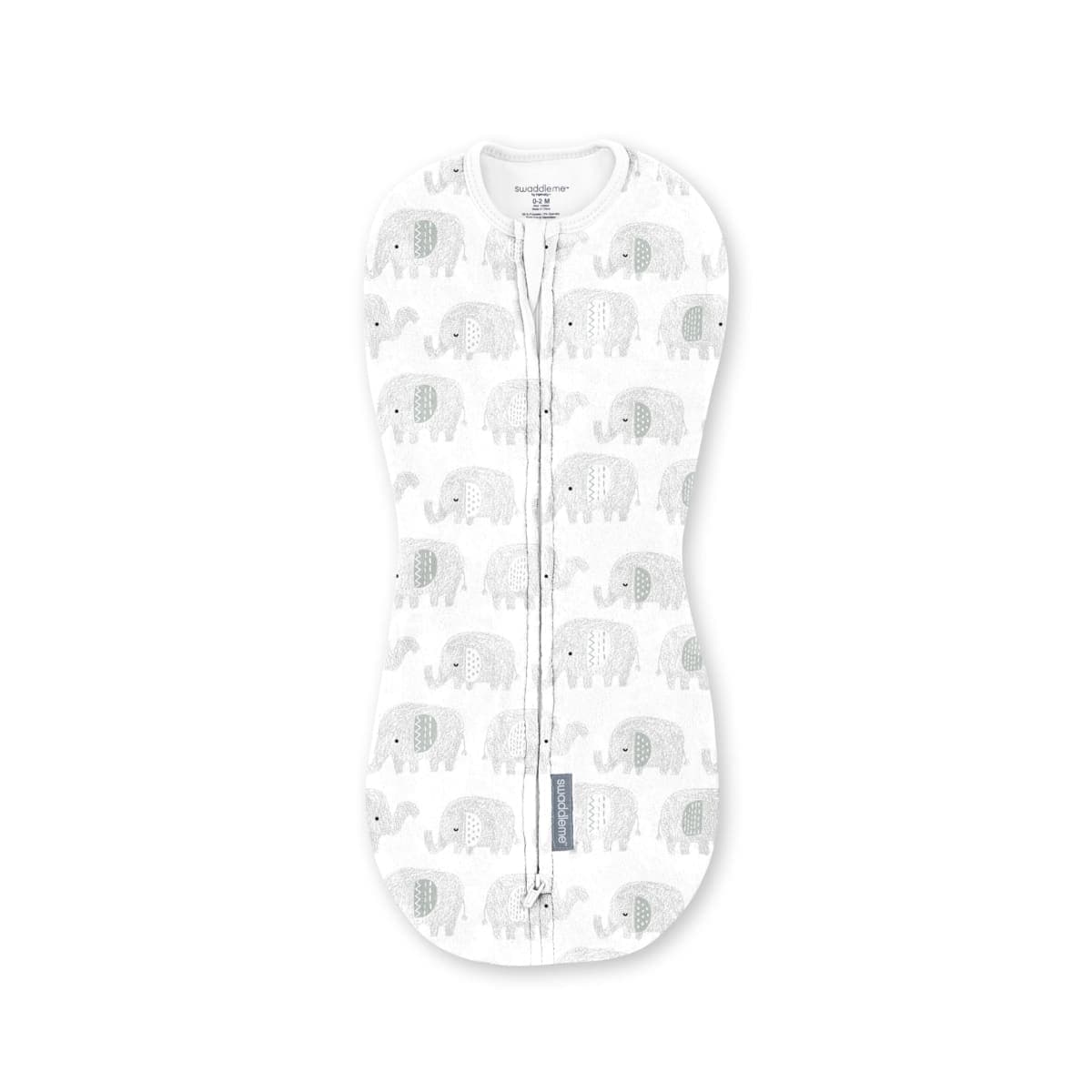SwaddleMe by Ingenuity Compression Baby Swaddle Pod, Two-Way Zipper for Easy Diaper Changes, Improves Sleep & Calms Startle Reflex, 0-2 Months, 1.0 TOG, 1-Pack - Scribble Elephant — image 1