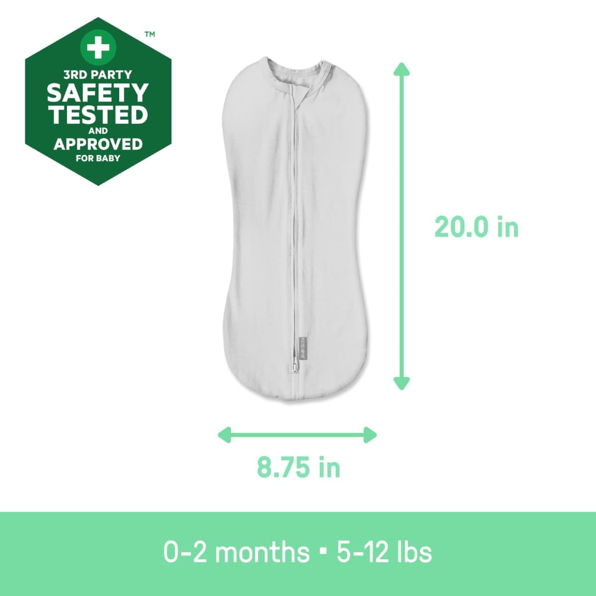 SwaddleMe by Ingenuity Compression Baby Swaddle Pod, Two-Way Zipper for Easy Diaper Changes, Improves Sleep & Calms Startle Reflex, 0-2 Months, 1.0 TOG, 1-Pack - Scribble Elephant thumbnail 4