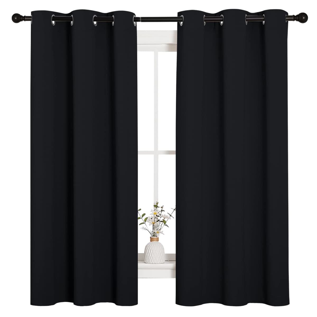 NICETOWN Blackout Curtains 2 Panels for Bedroom- Halloween Thermal Insulated Grommet Blackout Curtains 63 Inches Long for Living Room/Kitchen Rideaux occultants (2 Panels,W42 x L63 -Inch,Black) thumbnail 2