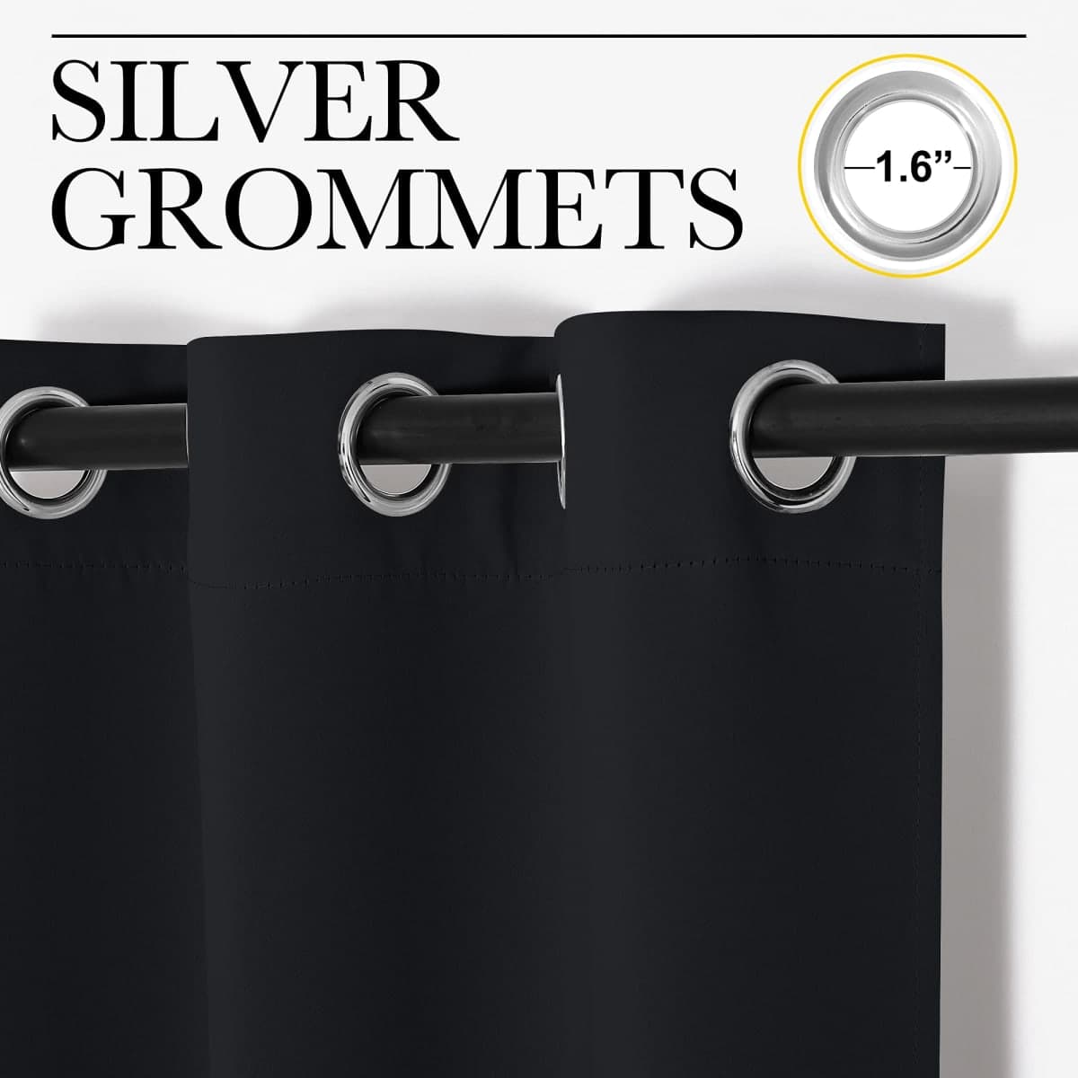 NICETOWN Blackout Curtains 2 Panels for Bedroom- Halloween Thermal Insulated Grommet Blackout Curtains 63 Inches Long for Living Room/Kitchen Rideaux occultants (2 Panels,W42 x L63 -Inch,Black) thumbnail 4