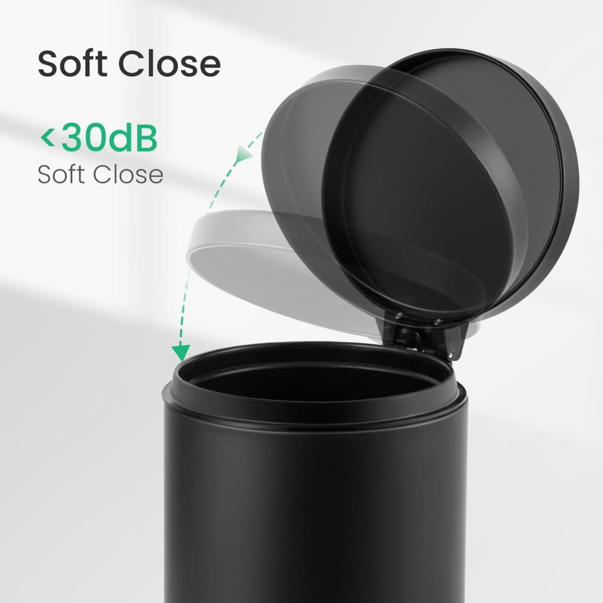 Cesun 1.2 Gallons Small Black Trash Can, Bathroom Garbage Can with a Lid, Mini Round Wastebasket for Bathroom, Bedroom, Office, 4.5 Liters / 1.2 Gallons, Matt Black thumbnail 5
