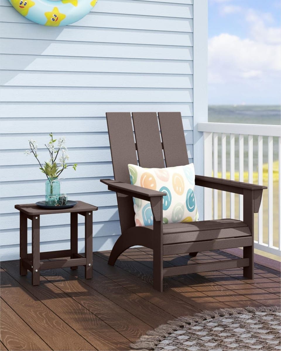 BIVODA Weatherproof Outdoor Side Table, HDPE Small Outdoor Table for Adirondack, 16.6-Inch Patio Square End Tables for Garden, Backyard, Porch, Deck, Balcony, Poolside (Coffee) thumbnail 3