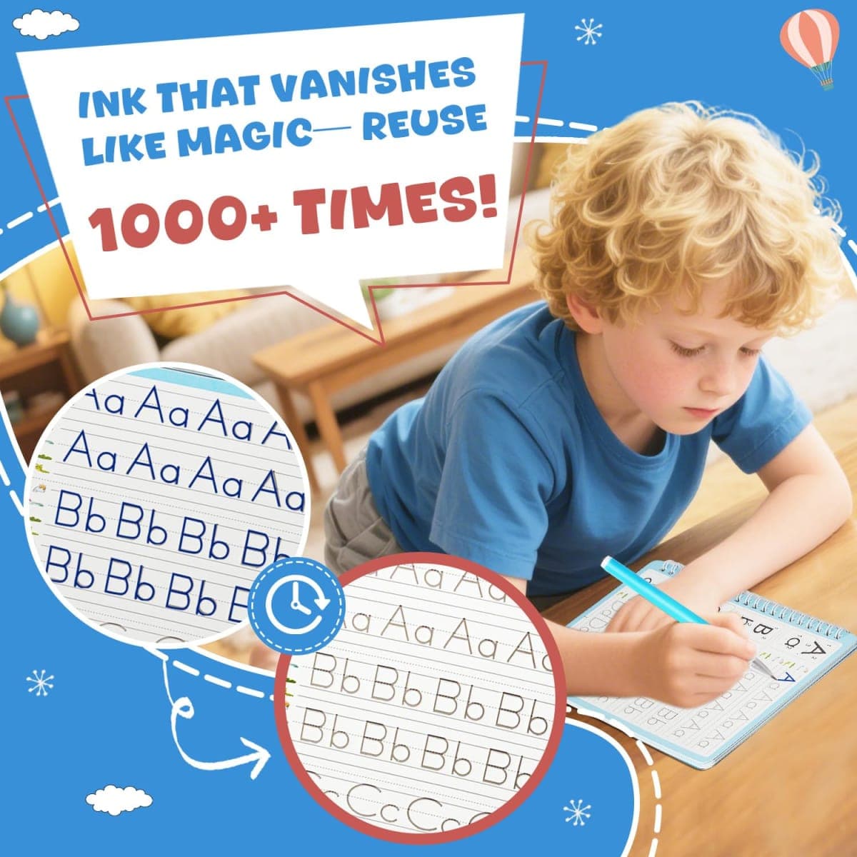 QMUBOT Magic Training Book for Kids, Handwriting Training Book, Reusable Training Book for Preschool Age 3-8 Years, Calligraphy 20 x 13 cm (5 thumbnail 3