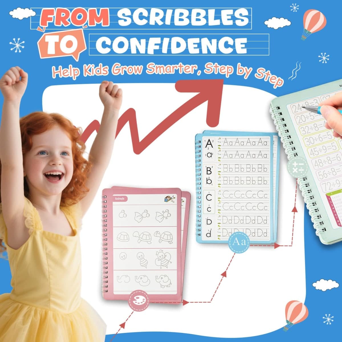 QMUBOT Magic Training Book for Kids, Handwriting Training Book, Reusable Training Book for Preschool Age 3-8 Years, Calligraphy 20 x 13 cm (5 thumbnail 4