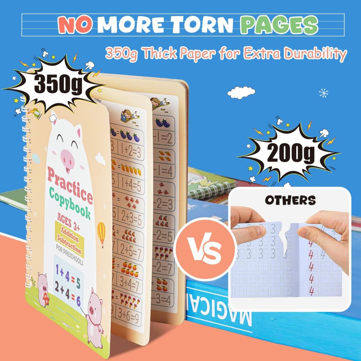 QMUBOT Magic Training Book for Kids, Handwriting Training Book, Reusable Training Book for Preschool Age 3-8 Years, Calligraphy 20 x 13 cm (5 thumbnail 5