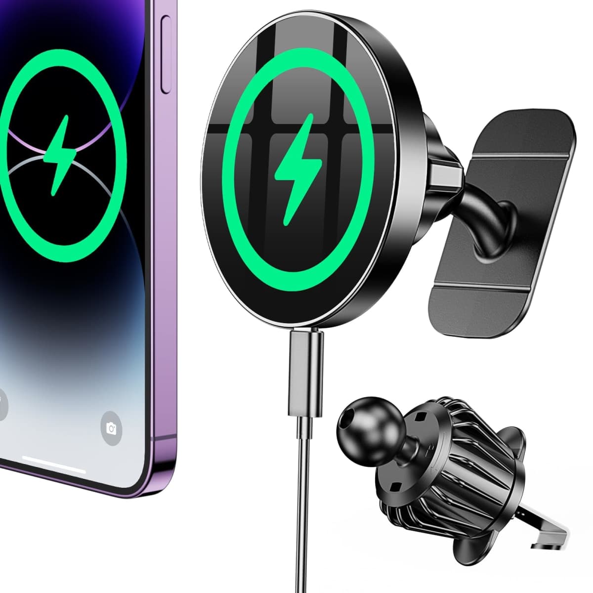 Coolpow for Magsafe Car Mount Charger【100% Stable】15W Magsafe Car Charger Magnetic Phone Holders for Your Car Accessories for Women Men Car Phone Holder Wireless Car Charger for iPhone 17 16 15 14 13 — image 1