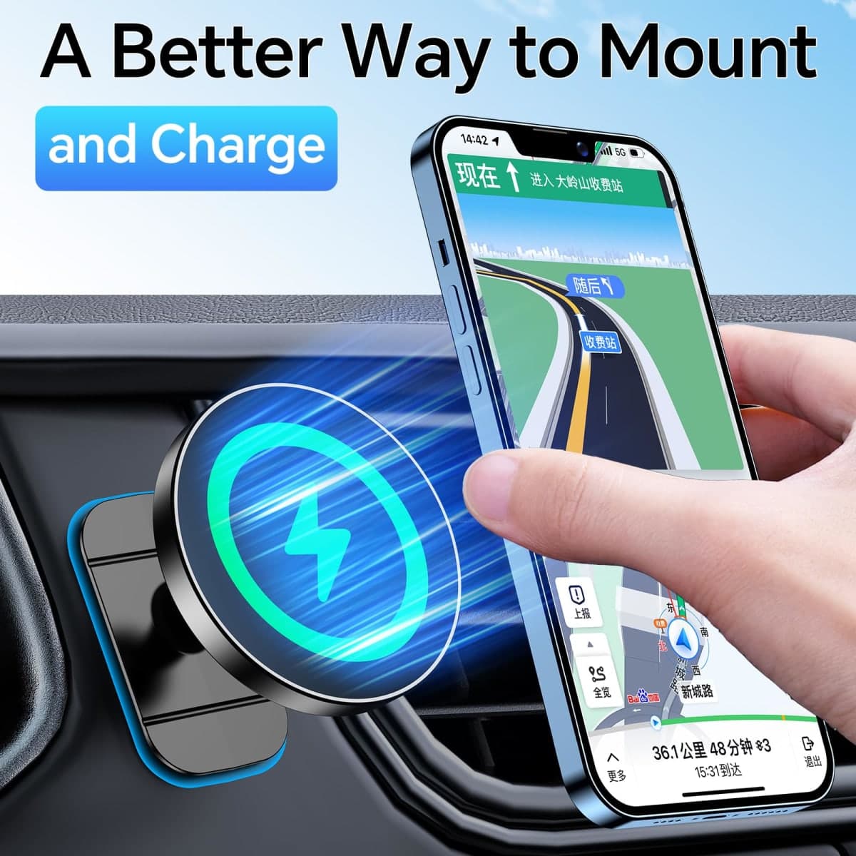 Coolpow for Magsafe Car Mount Charger【100% Stable】15W Magsafe Car Charger Magnetic Phone Holders for Your Car Accessories for Women Men Car Phone Holder Wireless Car Charger for iPhone 17 16 15 14 13 thumbnail 4
