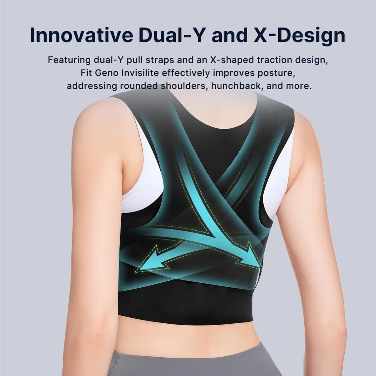 Fit Geno Invisilite Posture Corrector for Women, Adjustable Back Brace for Hunchback Slouching, Upper Back Neck Shoulder Pain Relief, Lightweight Discreet Under Clothes, X-Large thumbnail 2