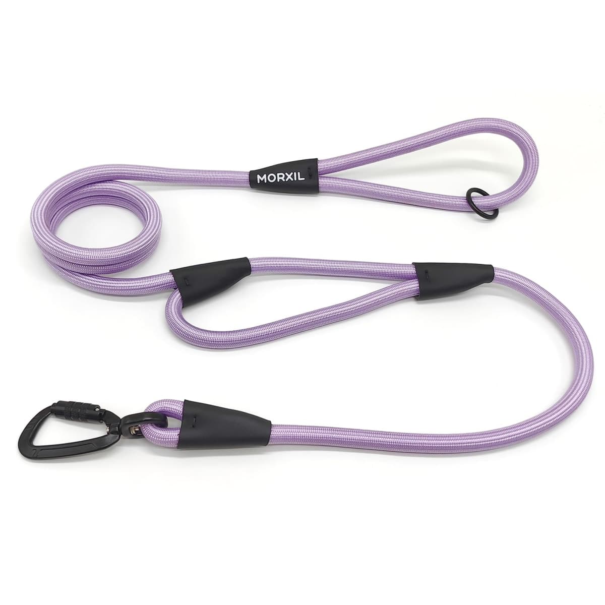 MORXIL Rope Dog Leash with Two Handles, 6 Foot Heavy Duty Dog Leash with Aviation Aluminum Auto Locking Carabiner, Strong Nylon Pet Lead for Small, Medium, Large Dogs (Purple, 6FT-Two Handle) — image 1
